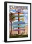 Dana Point, California - Destination Signpost (Version 3)-Lantern Press-Framed Art Print