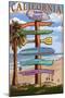 Dana Point, California - Destination Signpost (Version 3)-Lantern Press-Mounted Art Print
