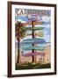 Dana Point, California - Destination Signpost (Version 3)-Lantern Press-Framed Art Print