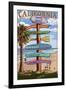 Dana Point, California - Destination Signpost (Version 3)-Lantern Press-Framed Art Print