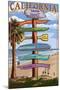 Dana Point, California - Destination Signpost (Version 3)-Lantern Press-Mounted Art Print