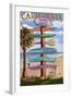 Dana Point, California - Destination Signpost (Version 3)-Lantern Press-Framed Art Print