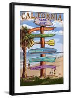 Dana Point, California - Destination Signpost (Version 3)-Lantern Press-Framed Art Print