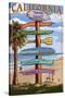 Dana Point, California - Destination Signpost (Version 3)-Lantern Press-Stretched Canvas