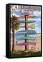 Dana Point, California - Destination Signpost (Version 3)-Lantern Press-Framed Stretched Canvas