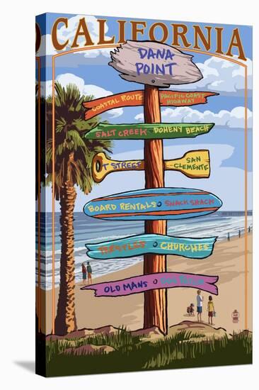 Dana Point, California - Destination Signpost (Version 3)-Lantern Press-Stretched Canvas