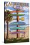 Dana Point, California - Destination Signpost (Version 3)-Lantern Press-Stretched Canvas