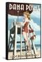 Dana Point, California - Lifeguard Pinup-Lantern Press-Framed Stretched Canvas