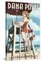 Dana Point, California - Lifeguard Pinup-Lantern Press-Stretched Canvas