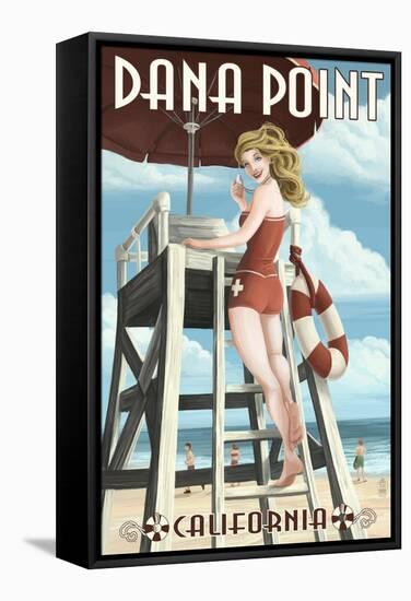 Dana Point, California - Lifeguard Pinup-Lantern Press-Framed Stretched Canvas