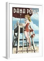 Dana Point, California - Lifeguard Pinup-Lantern Press-Framed Art Print