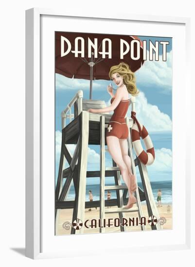 Dana Point, California - Lifeguard Pinup-Lantern Press-Framed Art Print