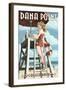 Dana Point, California - Lifeguard Pinup-Lantern Press-Framed Art Print