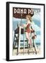 Dana Point, California - Lifeguard Pinup-Lantern Press-Framed Art Print