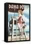 Dana Point, California - Lifeguard Pinup-Lantern Press-Framed Stretched Canvas