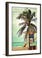 Dana Point, California - Lifeguard Shack and Palm-Lantern Press-Framed Art Print