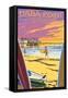 Dana Point, California - Ocean Beach Pier-Lantern Press-Framed Stretched Canvas