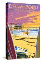 Dana Point, California - Ocean Beach Pier-Lantern Press-Stretched Canvas