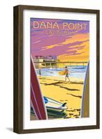 Dana Point, California - Ocean Beach Pier-Lantern Press-Framed Art Print