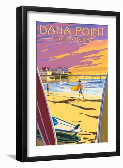 Dana Point, California - Ocean Beach Pier-Lantern Press-Framed Art Print