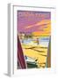 Dana Point, California - Ocean Beach Pier-Lantern Press-Framed Art Print