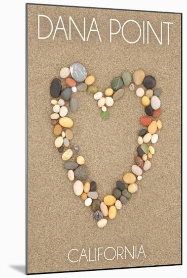 Dana Point, California - Stone Heart on Sand-Lantern Press-Mounted Art Print