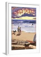 Dana Point, California - Sunset Beach Scene-Lantern Press-Framed Art Print