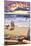 Dana Point, California - Sunset Beach Scene-Lantern Press-Mounted Art Print