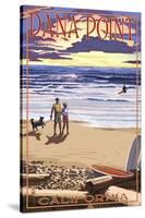 Dana Point, California - Sunset Beach Scene-Lantern Press-Stretched Canvas