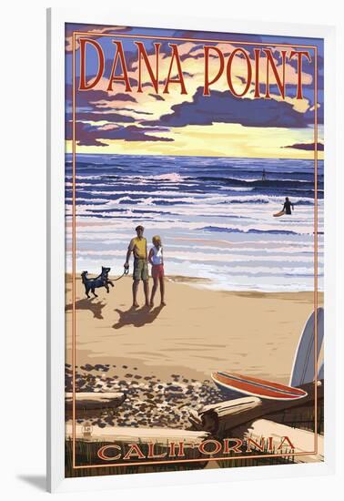 Dana Point, California - Sunset Beach Scene-Lantern Press-Framed Art Print