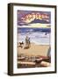 Dana Point, California - Sunset Beach Scene-Lantern Press-Framed Art Print