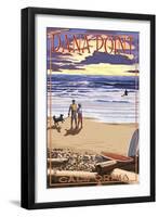 Dana Point, California - Sunset Beach Scene-Lantern Press-Framed Art Print