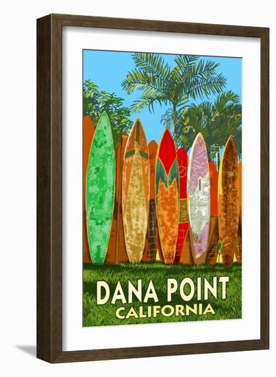 Dana Point, California - Surfboard Fence-Lantern Press-Framed Art Print