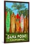 Dana Point, California - Surfboard Fence-Lantern Press-Framed Art Print