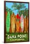 Dana Point, California - Surfboard Fence-Lantern Press-Framed Art Print