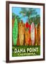 Dana Point, California - Surfboard Fence-Lantern Press-Framed Art Print