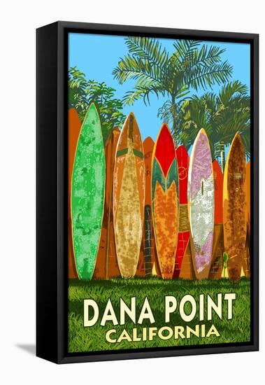 Dana Point, California - Surfboard Fence-Lantern Press-Framed Stretched Canvas