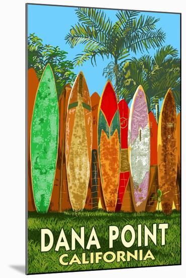 Dana Point, California - Surfboard Fence-Lantern Press-Mounted Art Print