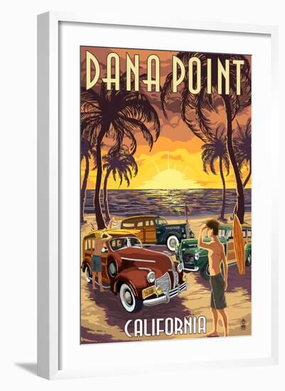 Dana Point, California - Woodies on the Beach-Lantern Press-Framed Art Print