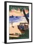 Dana Point, California - Woody on Beach (Palm Tree Version)-Lantern Press-Framed Art Print