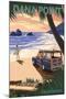 Dana Point, California - Woody on Beach (Palm Tree Version)-Lantern Press-Mounted Art Print