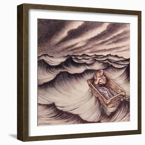 Danae and her son Perseus put in a Chest and Cast into the Sea, 1914-Arthur Rackham-Framed Giclee Print