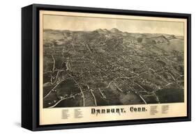 Danbury, Connecticut - Panoramic Map-Lantern Press-Framed Stretched Canvas