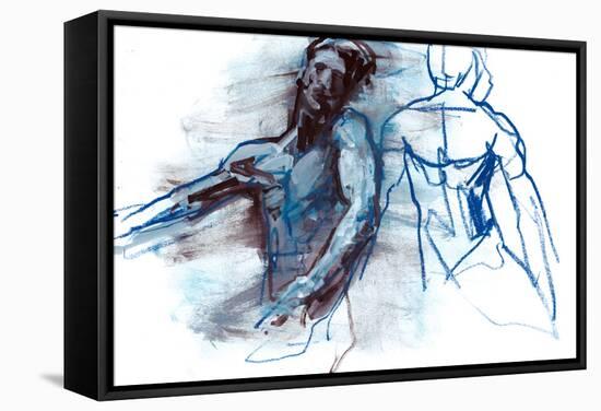 Dance, 2022, (mixed media on paper)-Mark Adlington-Framed Stretched Canvas