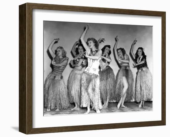 Dance, Girl, Dance, Lucille Ball, 1940, Dancing A Hula With The Chorus Girls-null-Framed Photo