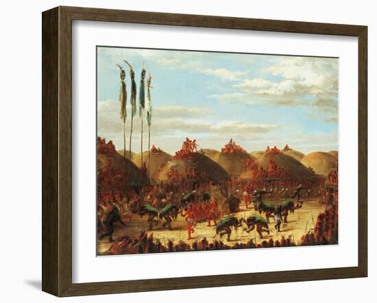 Dance of Buffalo at Mandan Okipa Ceremony-George Catlin-Framed Giclee Print