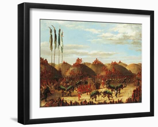 Dance of Buffalo at Mandan Okipa Ceremony-George Catlin-Framed Giclee Print