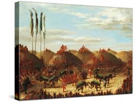 Dance of Buffalo at Mandan Okipa Ceremony-George Catlin-Stretched Canvas