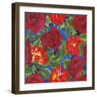 Dance Of Love- Roses & Zinnias-Carissa Luminess-Framed Giclee Print