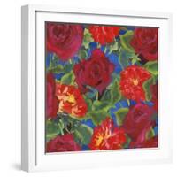 Dance Of Love- Roses & Zinnias-Carissa Luminess-Framed Giclee Print